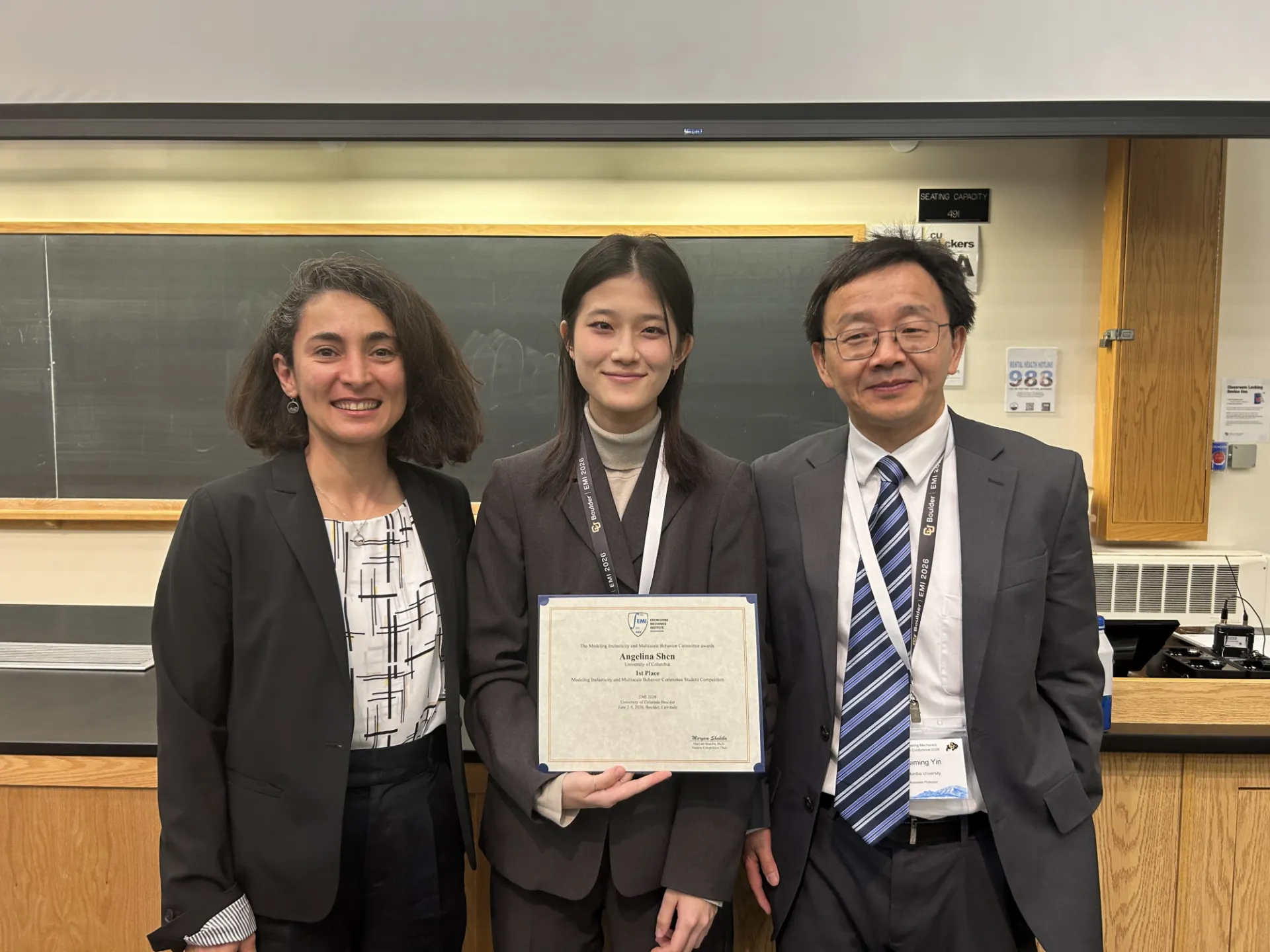 Angelina Shen with her award.